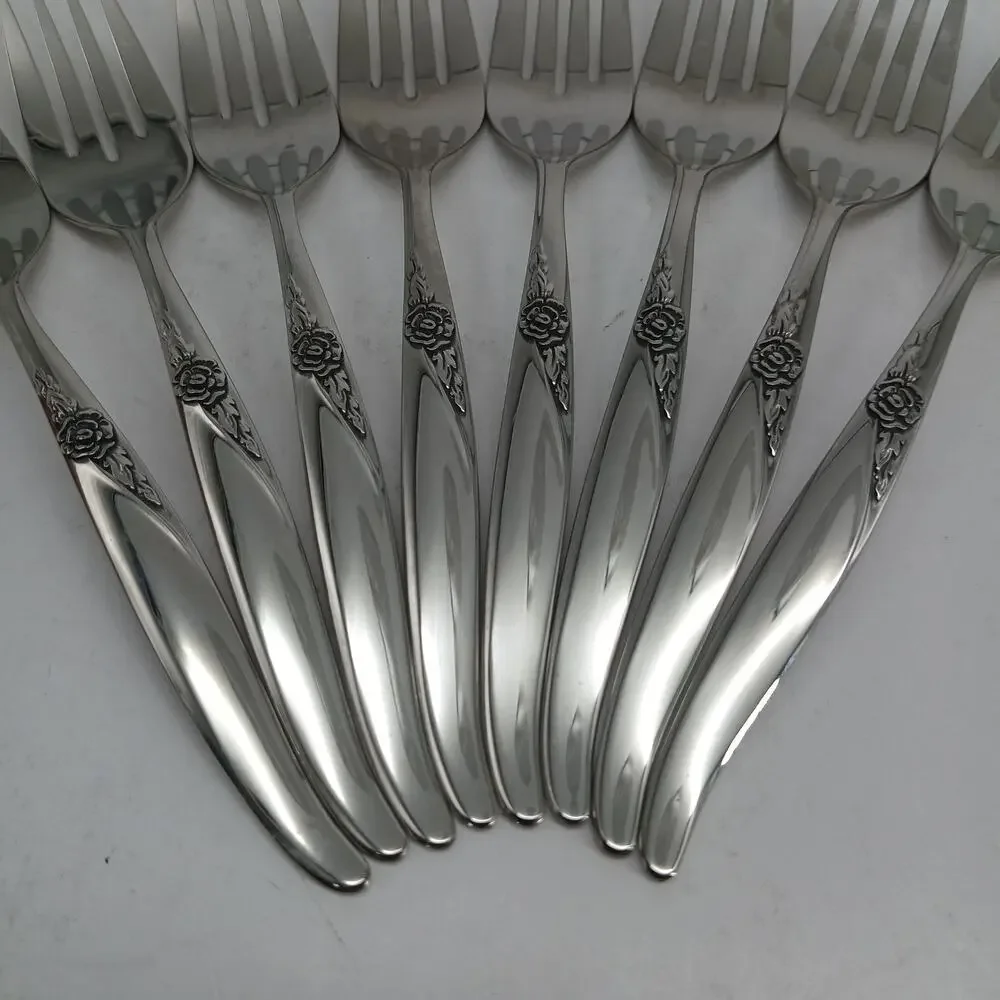 8X SF Oneida LA ROSE Salad Forks Rogers Premier Stainless